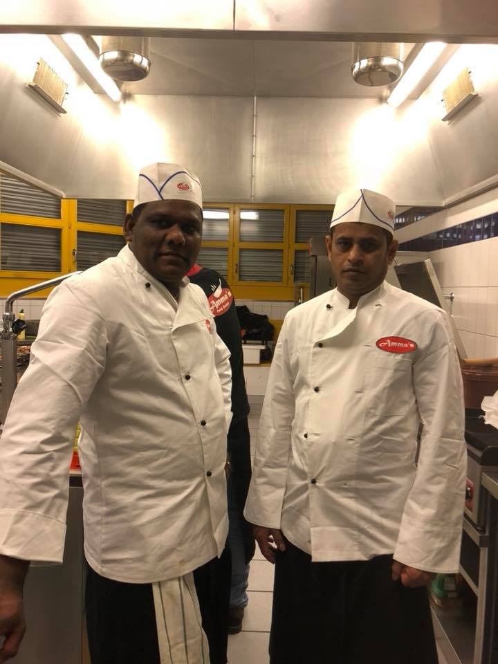 Ammas Party Service kitchen team in chef uniforms